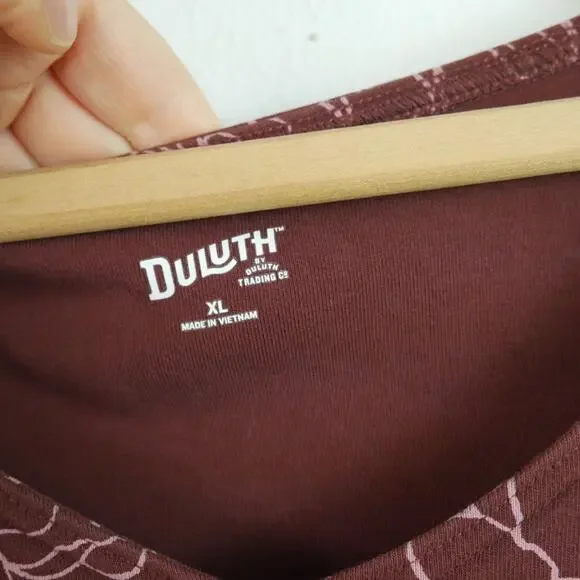 Duluth Trading Company Dress XL Brown Floral Stretch Cotton Pockets Short Sleeve - Picture 2 of 7